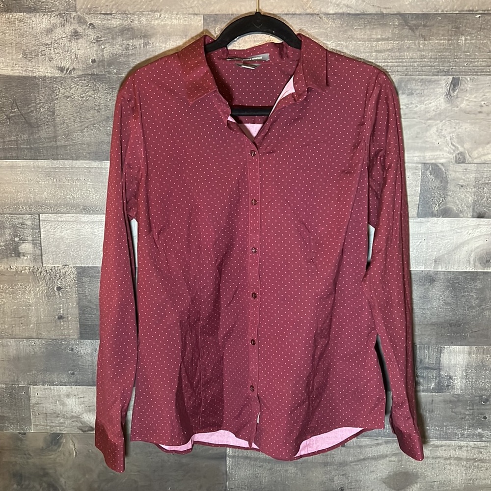 Burgundy Button Down Eddie Bauer Blouse